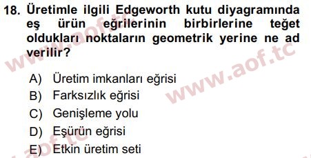 2016 Mikro İktisat Final 18. Çıkmış Sınav Sorusu