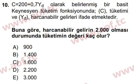 2017 Matematiksel İktisat Arasınav 10. Çıkmış Sınav Sorusu