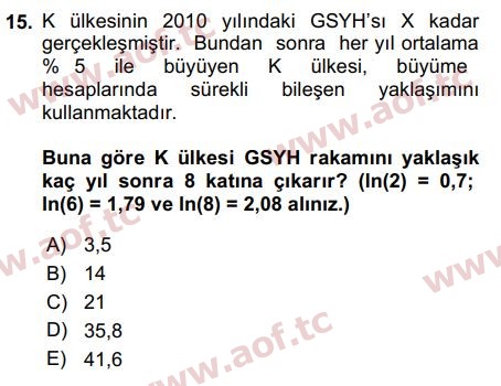 2017 Matematiksel İktisat Arasınav 15. Çıkmış Sınav Sorusu