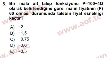 2017 Matematiksel İktisat Arasınav 5. Çıkmış Sınav Sorusu