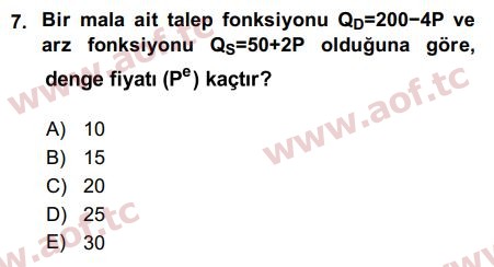 2017 Matematiksel İktisat Arasınav 7. Çıkmış Sınav Sorusu