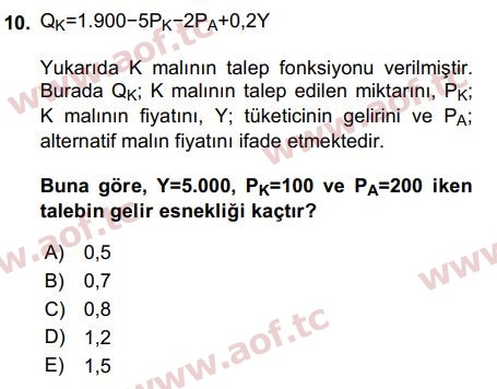 2017 Matematiksel İktisat Final 10. Çıkmış Sınav Sorusu