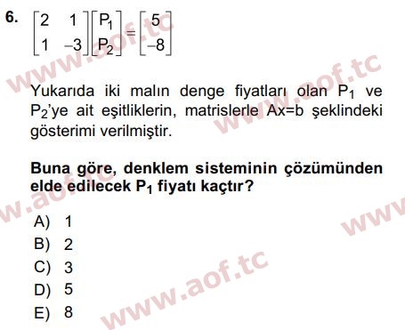 2017 Matematiksel İktisat Final 6. Çıkmış Sınav Sorusu