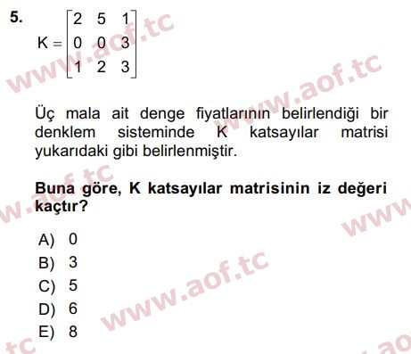 2019 Matematiksel İktisat Final 5. Çıkmış Sınav Sorusu