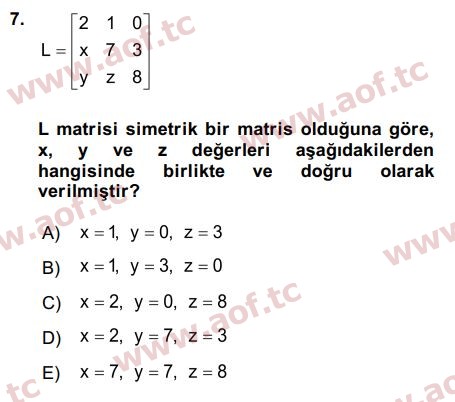 2019 Matematiksel İktisat Final 7. Çıkmış Sınav Sorusu