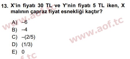 2020 Matematiksel İktisat Arasınav 13. Çıkmış Sınav Sorusu