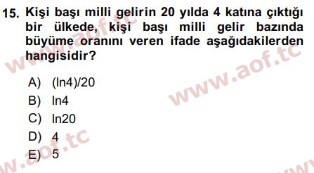 2020 Matematiksel İktisat Arasınav 15. Çıkmış Sınav Sorusu