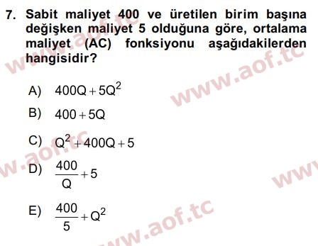 2020 Matematiksel İktisat Arasınav 7. Çıkmış Sınav Sorusu