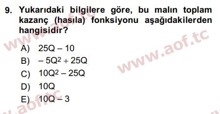 2020 Matematiksel İktisat Arasınav 9. Çıkmış Sınav Sorusu