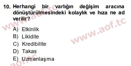 2015 Para Teorisi Arasınav 10. Çıkmış Sınav Sorusu