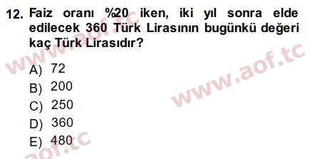 2015 Para Teorisi Arasınav 12. Çıkmış Sınav Sorusu