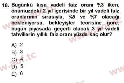 2015 Para Teorisi Arasınav 18. Çıkmış Sınav Sorusu