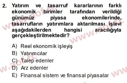 2015 Para Teorisi Arasınav 2. Çıkmış Sınav Sorusu