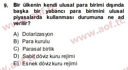 2015 Para Teorisi Arasınav 9. Çıkmış Sınav Sorusu