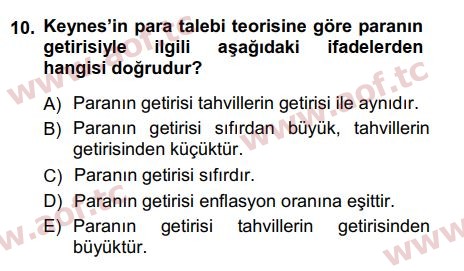 2015 Para Teorisi Final 10. Çıkmış Sınav Sorusu