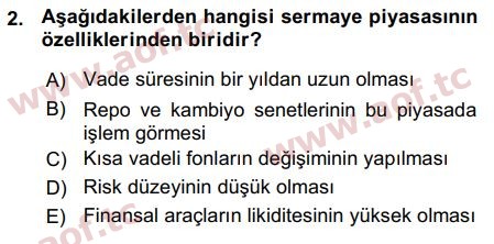 2016 Para Teorisi Arasınav 2. Çıkmış Sınav Sorusu