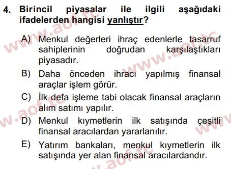 2016 Para Teorisi Arasınav 4. Çıkmış Sınav Sorusu