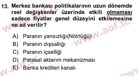 2016 Para Teorisi Final 13. Çıkmış Sınav Sorusu