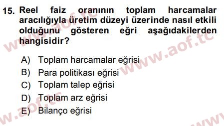 2016 Para Teorisi Final 15. Çıkmış Sınav Sorusu