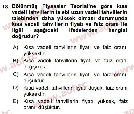 2017 Para Teorisi Arasınav 18. Çıkmış Sınav Sorusu