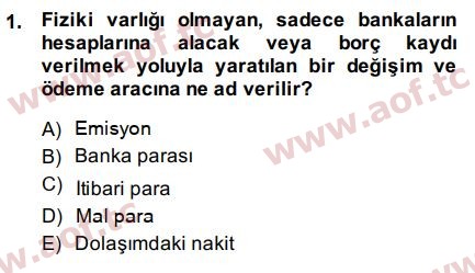 2015 Para Politikası Arasınav 1. Çıkmış Sınav Sorusu