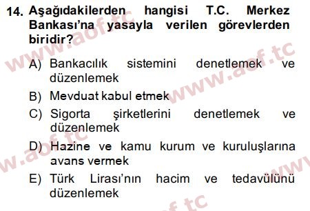 2015 Para Politikası Arasınav 14. Çıkmış Sınav Sorusu