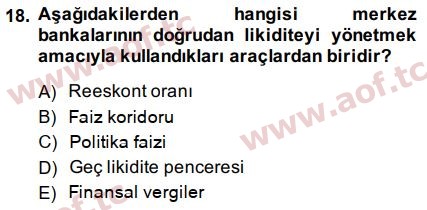 2015 Para Politikası Arasınav 18. Çıkmış Sınav Sorusu