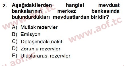 2015 Para Politikası Arasınav 2. Çıkmış Sınav Sorusu