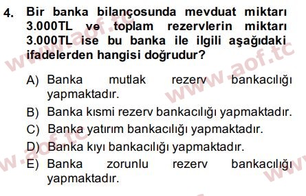 2015 Para Politikası Arasınav 4. Çıkmış Sınav Sorusu