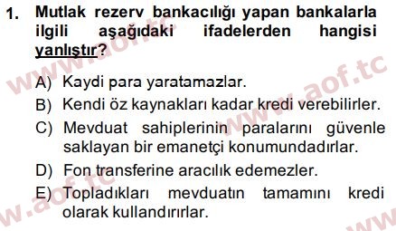 2015 Para Politikası Final 1. Çıkmış Sınav Sorusu