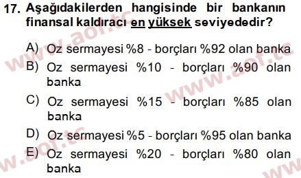 2015 Para Politikası Final 17. Çıkmış Sınav Sorusu