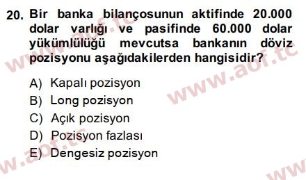 2015 Para Politikası Final 20. Çıkmış Sınav Sorusu