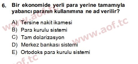 2015 Para Politikası Final 6. Çıkmış Sınav Sorusu