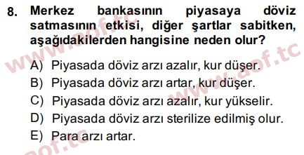 2015 Para Politikası Final 8. Çıkmış Sınav Sorusu