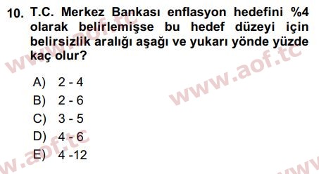 2016 Para Politikası Final 10. Çıkmış Sınav Sorusu