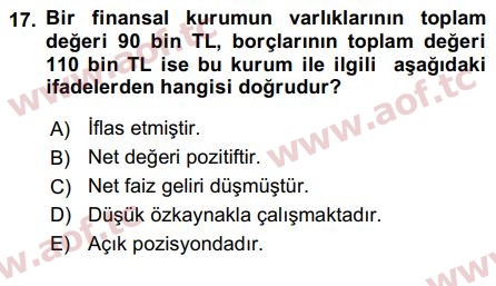 2016 Para Politikası Final 17. Çıkmış Sınav Sorusu