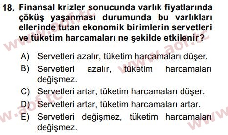 2016 Para Politikası Final 18. Çıkmış Sınav Sorusu