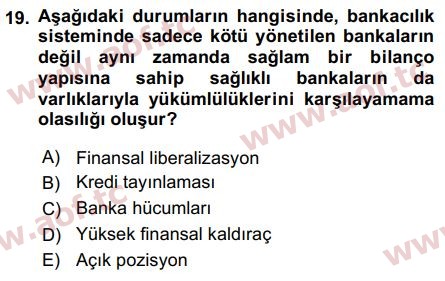 2016 Para Politikası Final 19. Çıkmış Sınav Sorusu