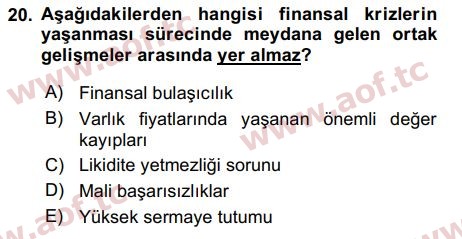 2016 Para Politikası Final 20. Çıkmış Sınav Sorusu