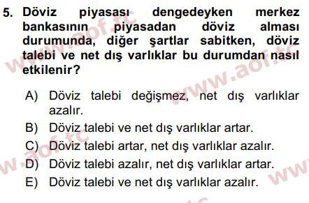 2016 Para Politikası Final 5. Çıkmış Sınav Sorusu