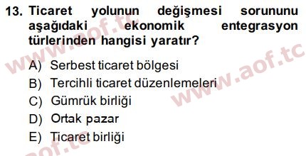 2015 Uluslararası İktisat Politikası Arasınav 13. Çıkmış Sınav Sorusu