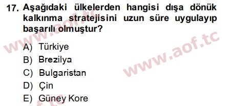 2015 Uluslararası İktisat Politikası Arasınav 17. Çıkmış Sınav Sorusu