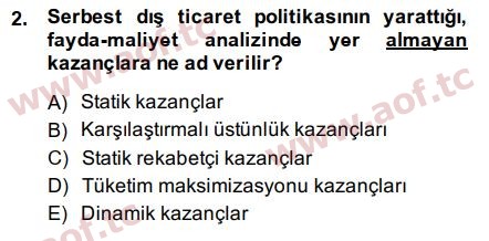 2015 Uluslararası İktisat Politikası Arasınav 2. Çıkmış Sınav Sorusu