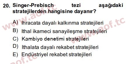 2015 Uluslararası İktisat Politikası Arasınav 20. Çıkmış Sınav Sorusu