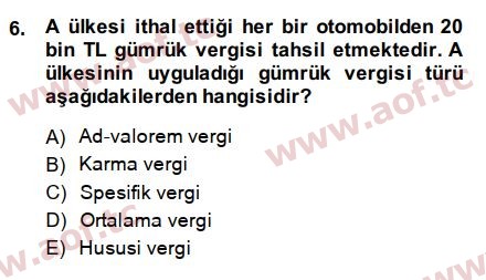 2015 Uluslararası İktisat Politikası Arasınav 6. Çıkmış Sınav Sorusu