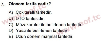 2015 Uluslararası İktisat Politikası Arasınav 7. Çıkmış Sınav Sorusu