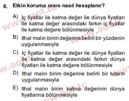 2015 Uluslararası İktisat Politikası Arasınav 8. Çıkmış Sınav Sorusu