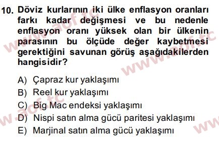 2015 Uluslararası İktisat Politikası Final 10. Çıkmış Sınav Sorusu