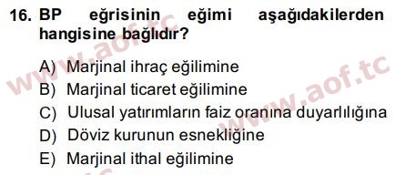 2015 Uluslararası İktisat Politikası Final 16. Çıkmış Sınav Sorusu