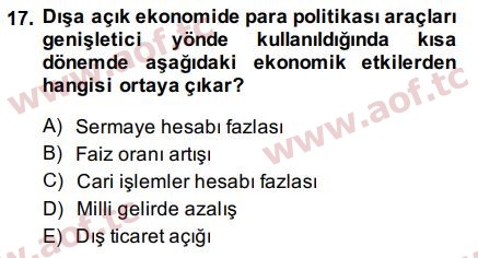 2015 Uluslararası İktisat Politikası Final 17. Çıkmış Sınav Sorusu